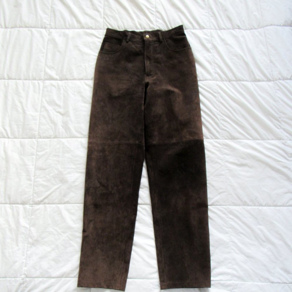 Solange straight leatherette pants - Chocolate